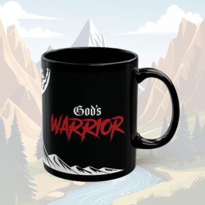 Gods Warrior Black Mug - 11oz Coffee Cup for Strength and Bold Faith - Image 2