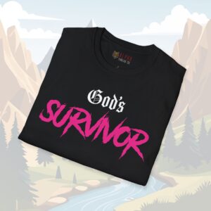 Gods Survivor T-Shirt - Bold Faith and Resilience Statement Tee - Image 2