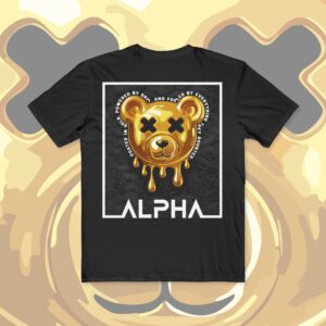 Coated in Gold Teddy Bear Tee – Premium Black Alpha Streetwear Shirt - Image 5