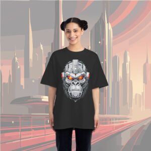 Cybernetic Gorilla Face T-Shirt - Black Tee with Robotic Primal Power - Image 4