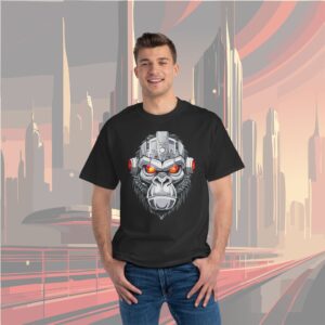 Cybernetic Gorilla Face T-Shirt - Black Tee with Robotic Primal Power - Image 3